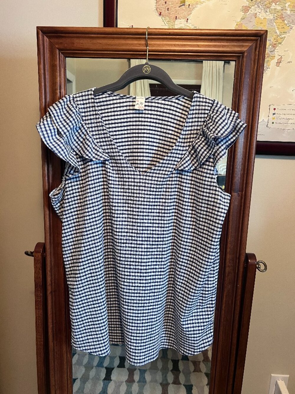 Navy Checkered Blouse